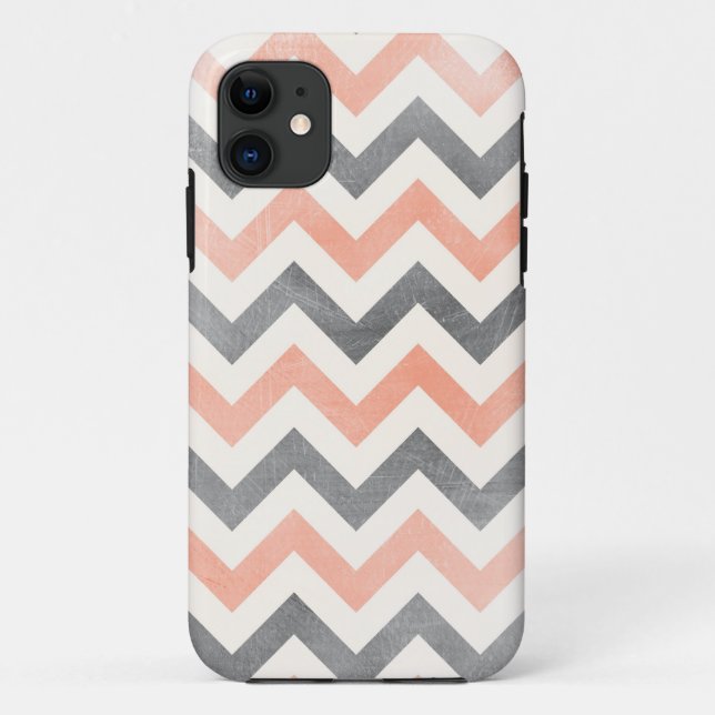 11 Chevron coral gris géométrique iPhone 5 coque (Dos)