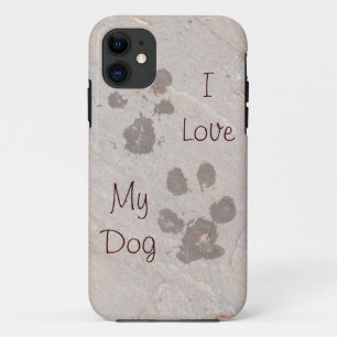 11 Chien Pawprints -I Love My Dog iPhone 5 coque