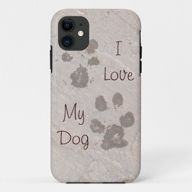 11 Chien Pawprints -I Love My Dog iPhone 5 coque (Dos)