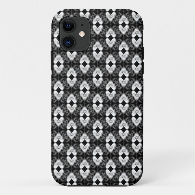 11 Coeurs blancs sur Motif noir iPhone 5 Coque (Dos)