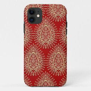 11 Coque iphone de boucle rouge et or asiatique