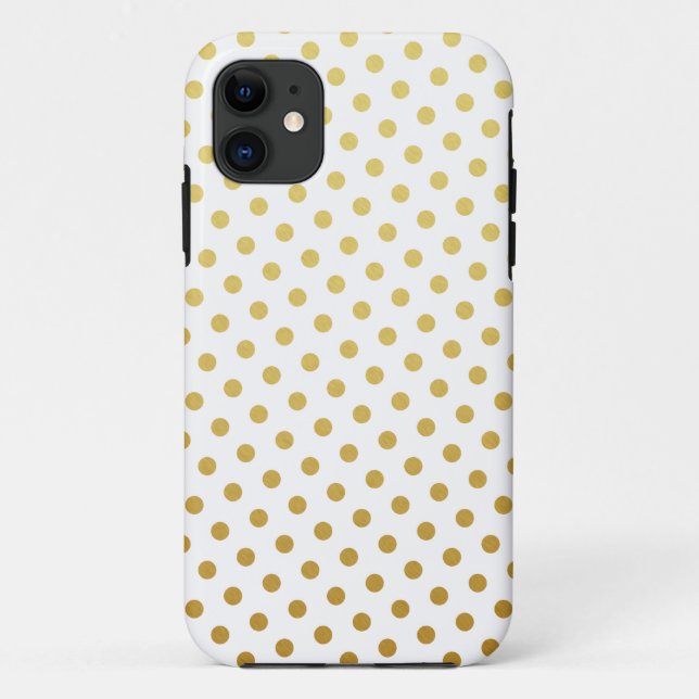 11 Coque iphone de Motif de points de Polka Or (Dos)