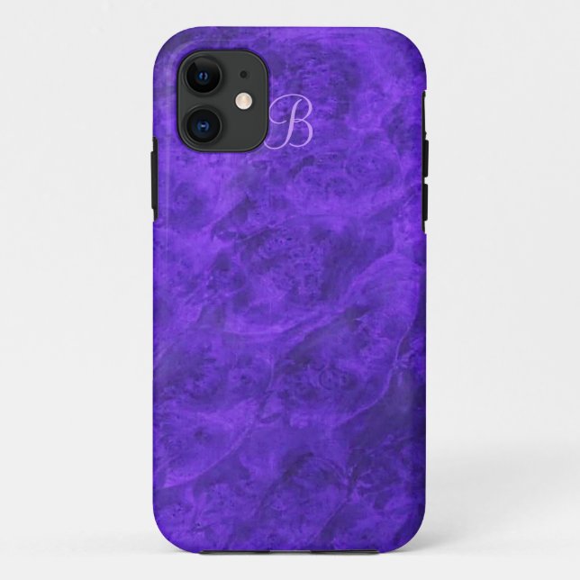 11 Coque iphone en noyer de velours violet *monogramm (Dos)