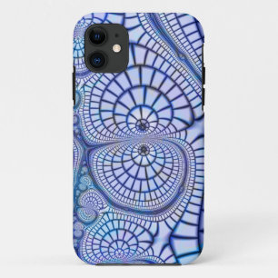 11 coque iphone fractal en mosaïque bleue et blanche