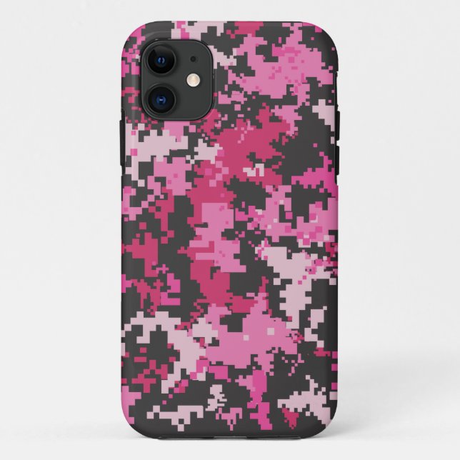11 Coque iphone rose et noir de Camo (Dos)