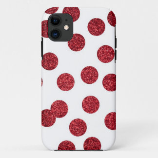 11 coque iphone rouge Parties scintillant (Polka-dots