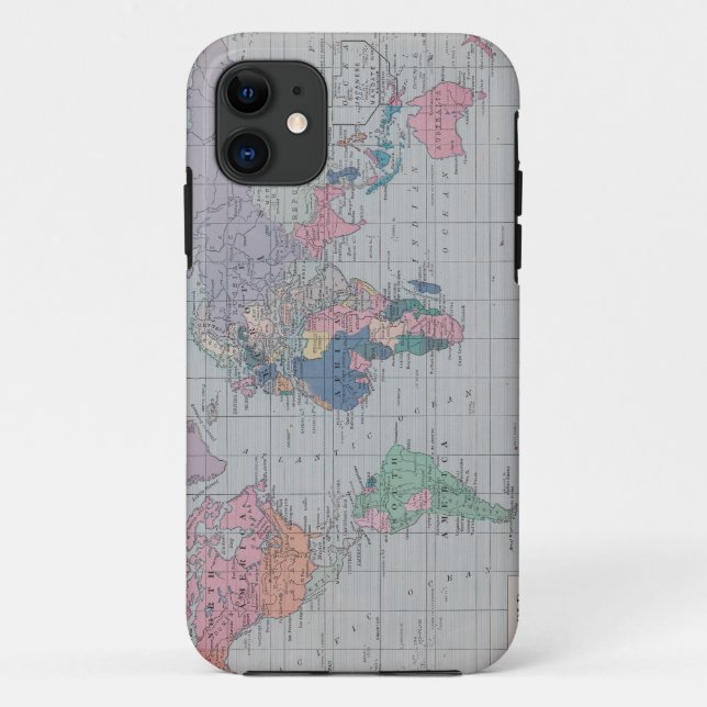 11 Coque iphone vintage de carte du monde (Dos)