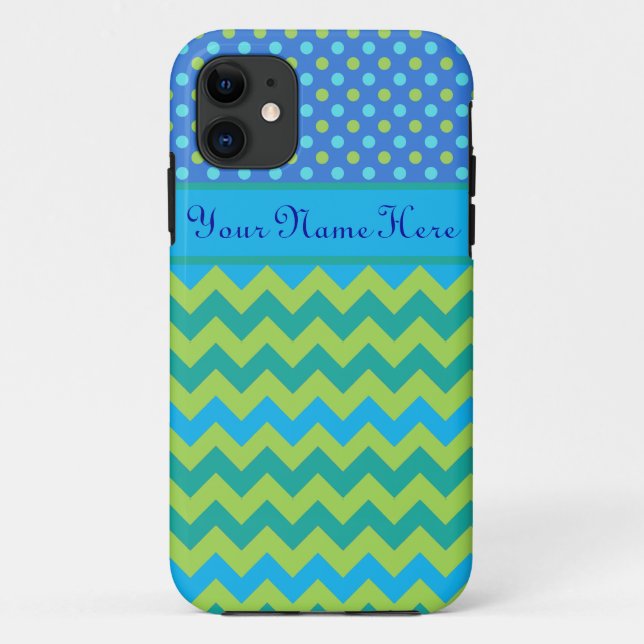 11 Coque personnalisé iPhone 5/5s : Pois et Chevrons (Dos)