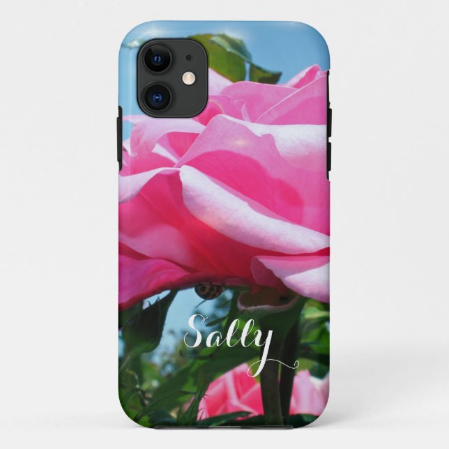 11 Coque pour iPhone avec fleurs de rose rose clair e (Dos)