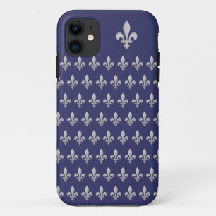 11 Coque Silver Fleur de lys Royal Blue iPhone 5