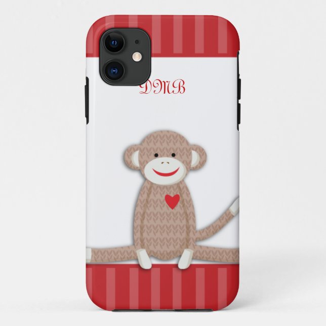 11 Coque Sock Monkey Monogramme iPhone 5 (Dos)