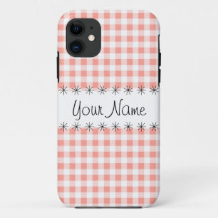 11 Coral En vichy Vérifier le coque iphone 'Nom'