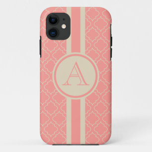 11 Coral Monogrammed iPhone 5 Coque