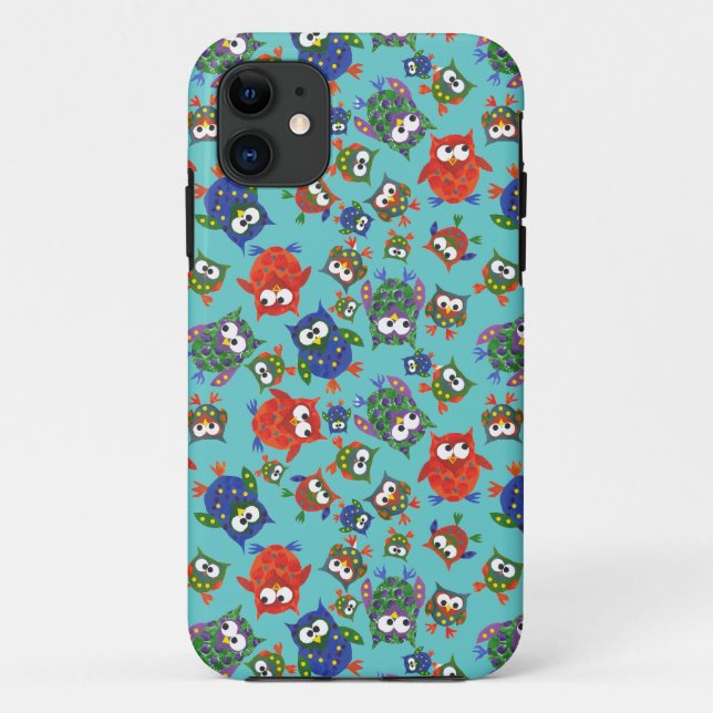 11 Custom Cute Owls iPhone 5 Coque : Rouge, Bleu, Ver (Dos)