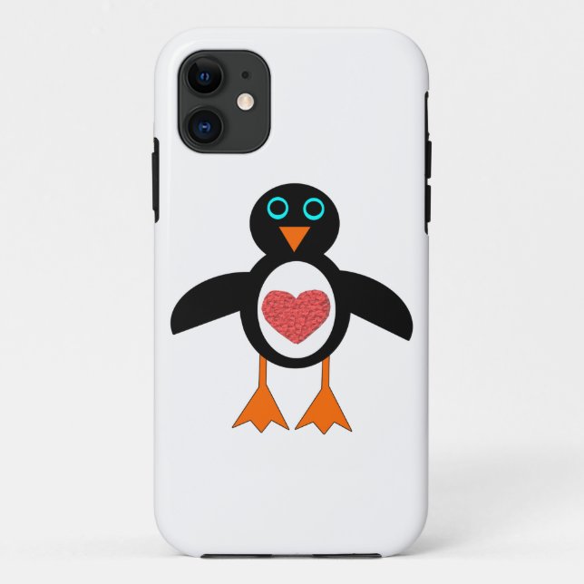 11 Cute Love Coeur Penguin coque iphone (Dos)