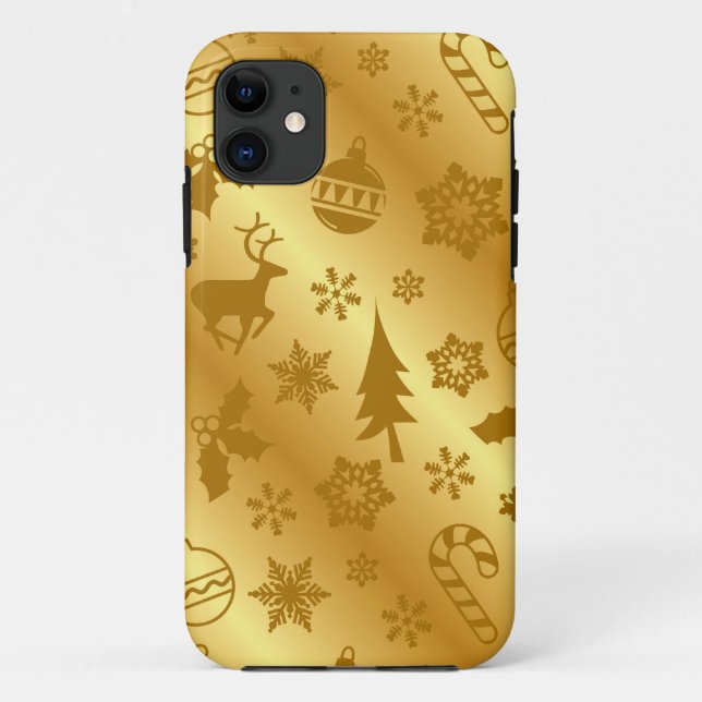 11 Élégant coque iphone d'impression Gold Christmas (Dos)