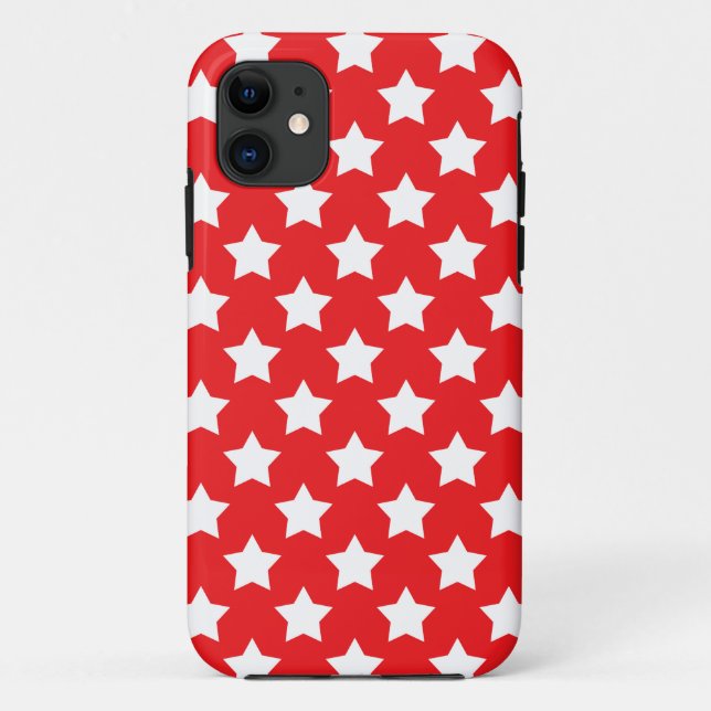 11 Étoiles - Blanc sur Coque rouge iPhone 5/5S (Dos)
