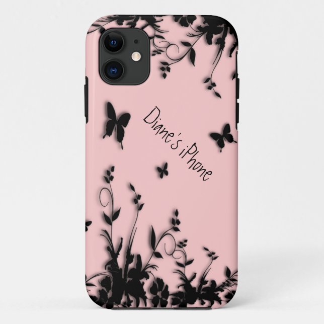 11 Fleurs et Papillons Rose Coque iPhone 5 Personnali (Dos)