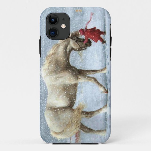 11 Girl and Horse Winter iPhone 5 Coque (Dos)