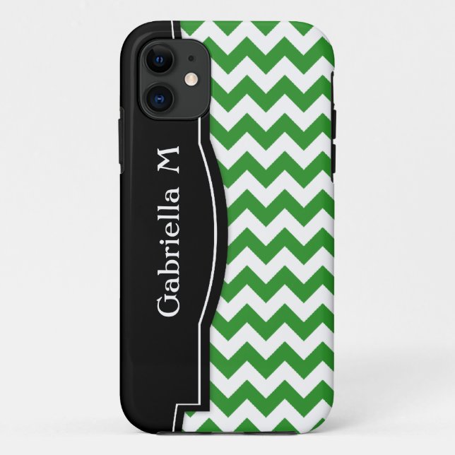 11 Green Chevron Black Frame iPhone 5 coque (Dos)