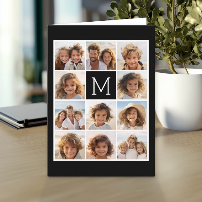 11 Grille de Collage avec Monogramme (Photo Greeting Card)