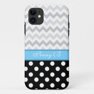 11 Gris Chevron Black Polka Dot Blue iPhone 5 Coque