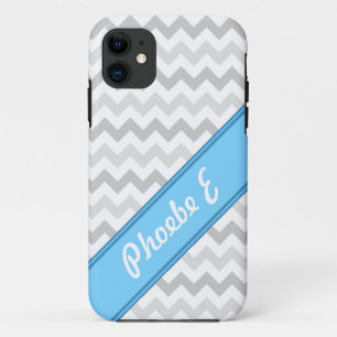 11 Gris Chevron bleu personnalisé iPhone 5 Coque
