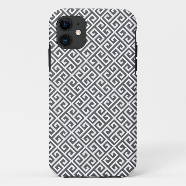 11 Gris et blanc Clé grecque Motif iPhone 5 Coque (Dos)