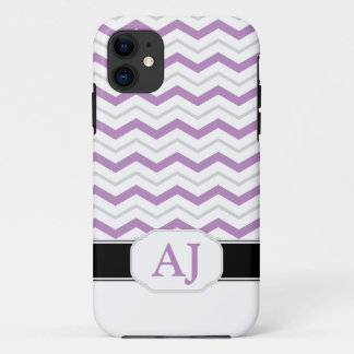 11 Gris et violet Chevron Monogram iPhone 5 Coque
