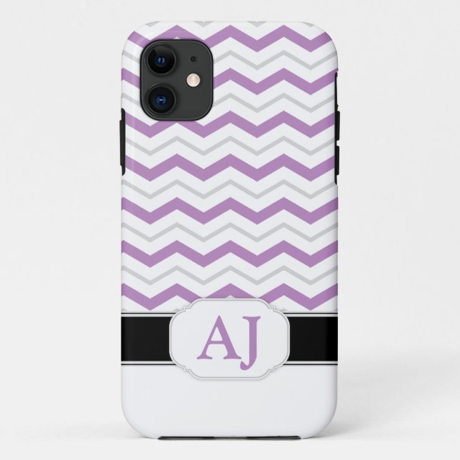 11 Gris et violet Chevron Monogram iPhone 5 Coque (Dos)