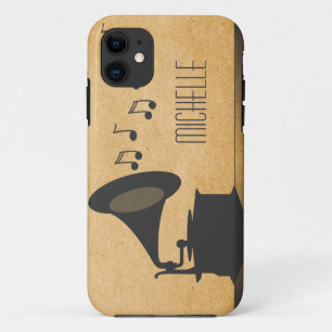11 Gris Vintage Gramophone BT iPhone 5 Coque