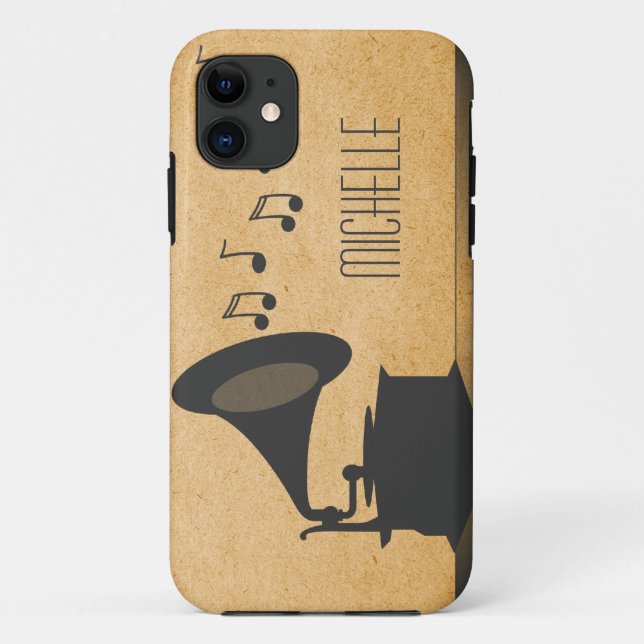 11 Gris Vintage Gramophone BT iPhone 5 Coque (Dos)