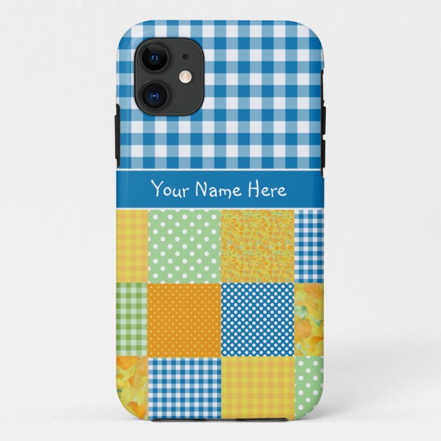 11 iPhone 5/5s Coque à personnaliser : Faux Patchwork (Dos)