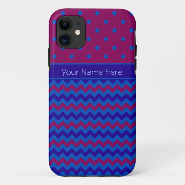 11 iPhone 5/5s Coque : Personnalisez les Chevrons Ble (Dos)