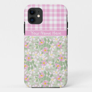 11 iPhone 5 Coque-Mate Coque : Pink Dogroses et Plaid