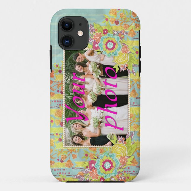 11 iPhone Galaxy iPad iPod Blue Yellow Flowers Coque (Dos)
