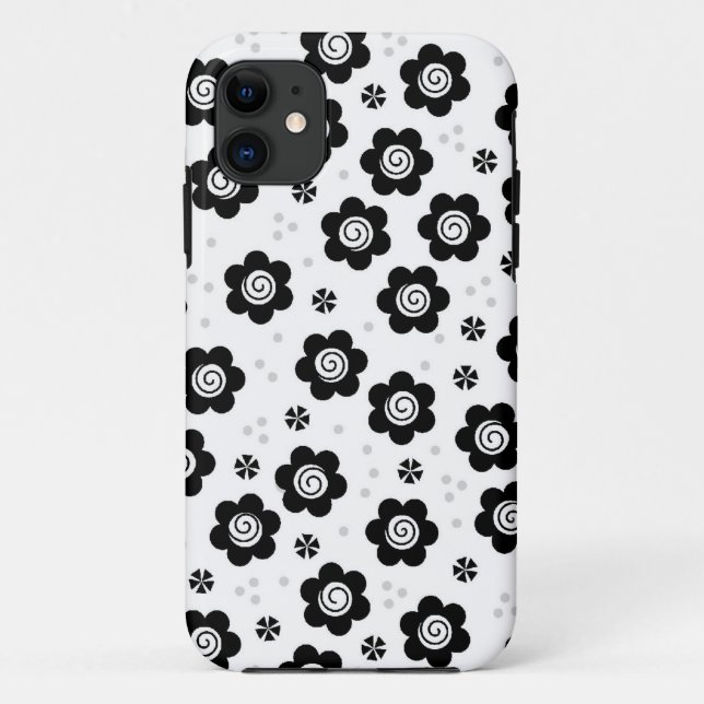 11 Joli noir fleurs blanches iPhone 5 Coque (Dos)