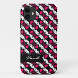 11 Love Pink Diamonds sur Motif noir iPhone 5 Coque