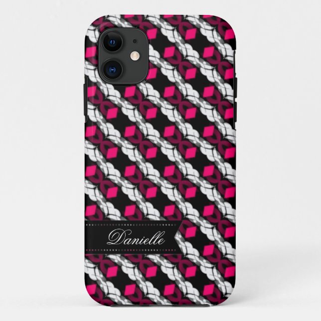 11 Love Pink Diamonds sur Motif noir iPhone 5 Coque (Dos)