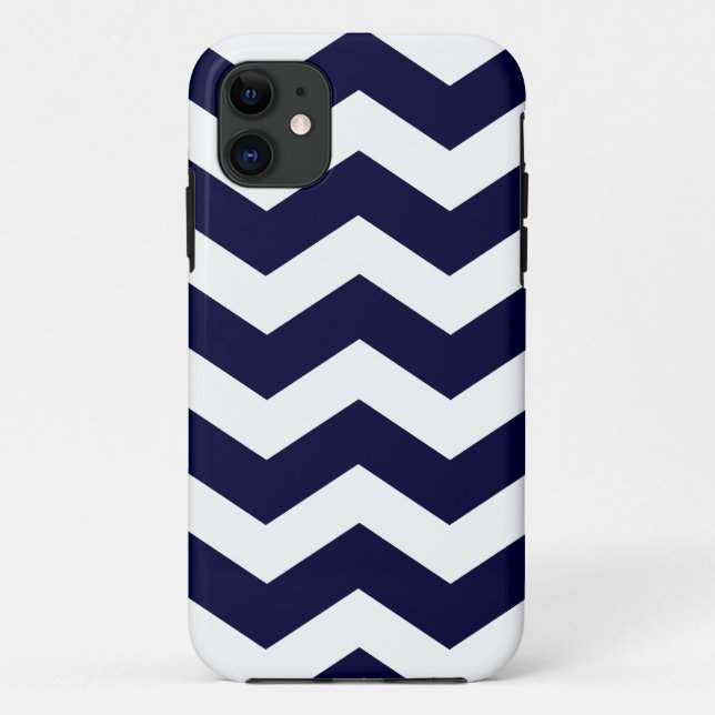 11 Marine Blue Chevron Motif Coque Savvy iPhone 5 Coq (Dos)