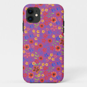 11 Miniprint Floral rétro sur Coque Magenta iPhone 5/
