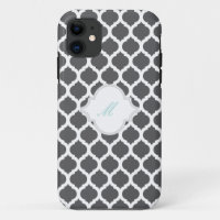 Motif marocain gris avec Monogramme iPhone 5 Coque