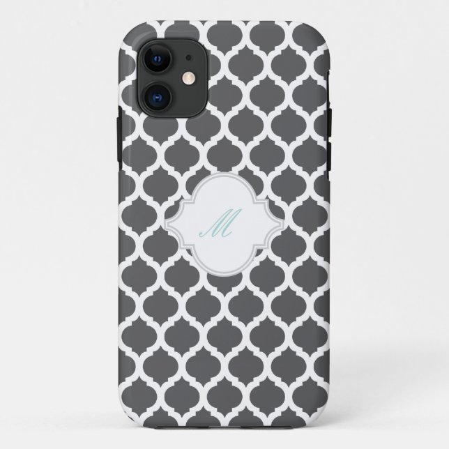 11 Motif marocain gris avec Monogramme iPhone 5 Coque (Dos)