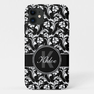 11 Noir blanc Floral iPhone 5 coque Monogramme