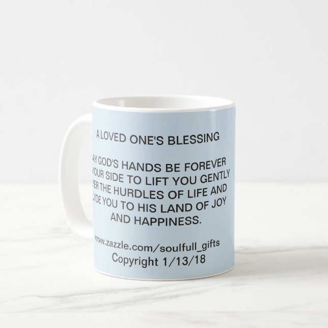 11 onces. TASSE de CAFÉ avec "AIMÉ SA BÉNÉDICTION (Devant gauche)
