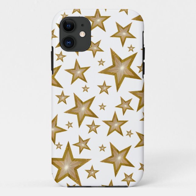11 "Or" Stars coque iphone blanc (Dos)