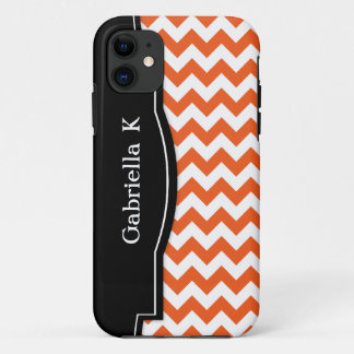11 Orange Chevron Black Frame iPhone 5 coque
