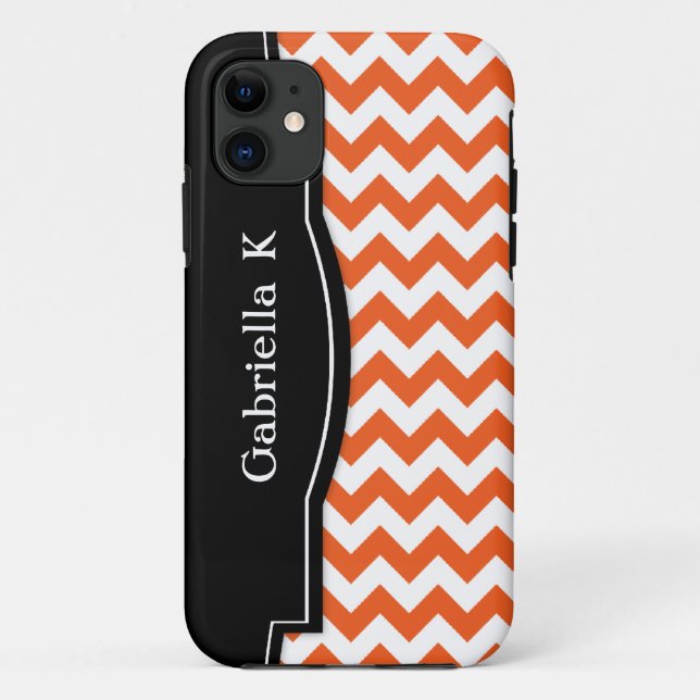 11 Orange Chevron Black Frame iPhone 5 coque (Dos)