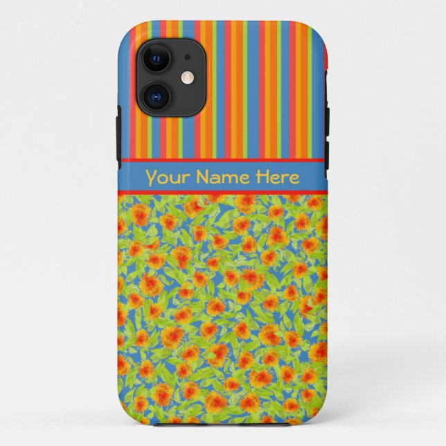 11 Orange Marigolds, Stripes iPhone 5/5 s Coque (Dos)