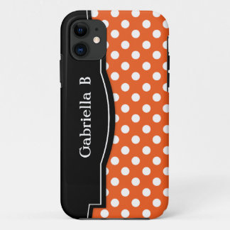 11 Orange Polka Dot Black Frame iPhone 5 coque